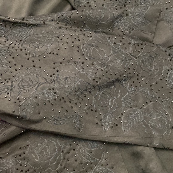 Ellen Tracy Silk Blend Floral Embroidered & Beaded Open Front Black Jack… - Picture 10 of 11